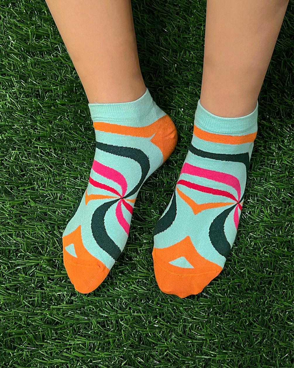 Cyan Hypnotic Short Socks