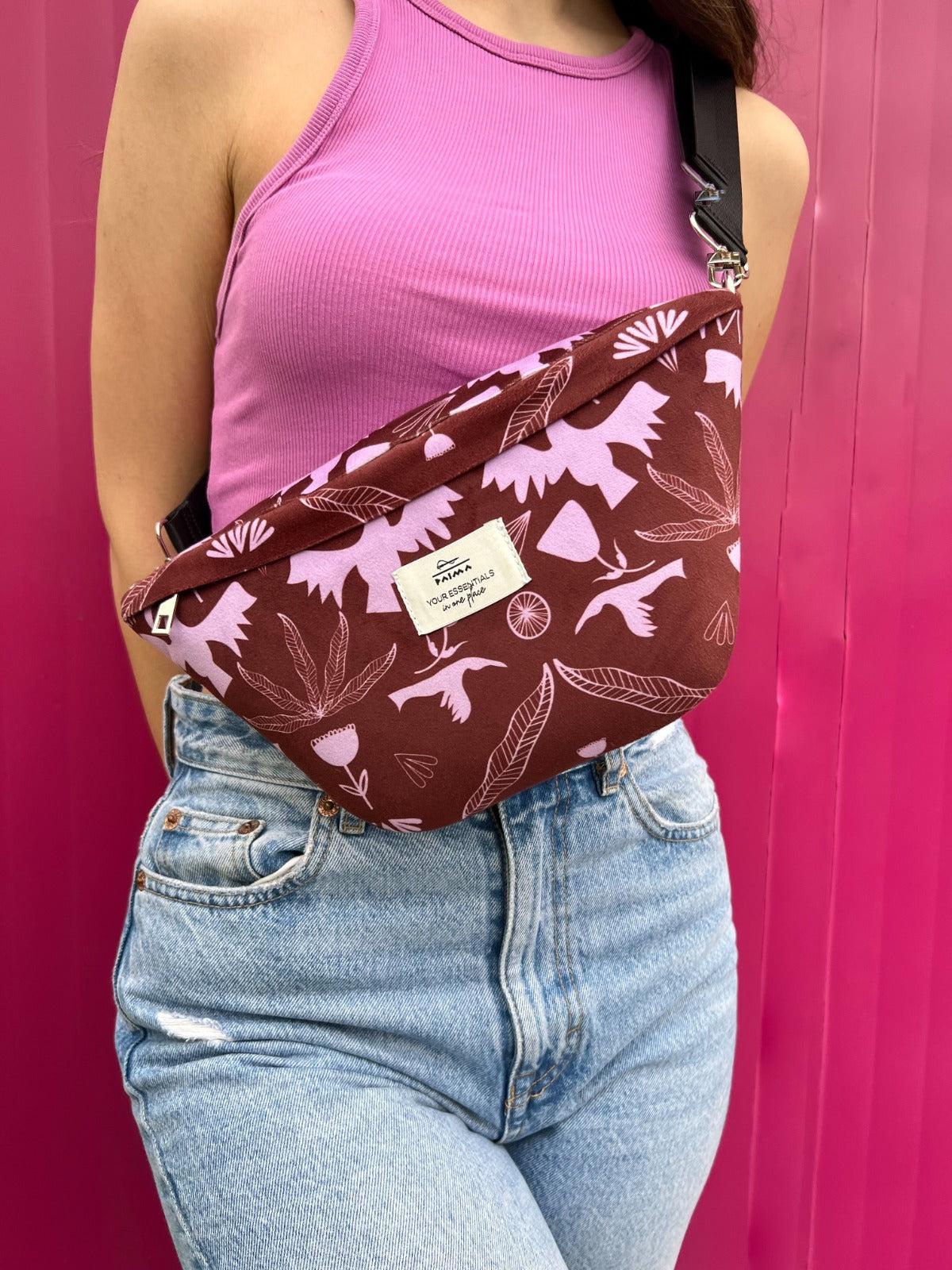 Tribal Birds Burgundy X Lavender Fanny Pack