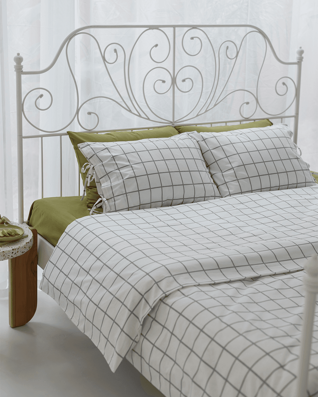 Peony Grid Duvet Cover