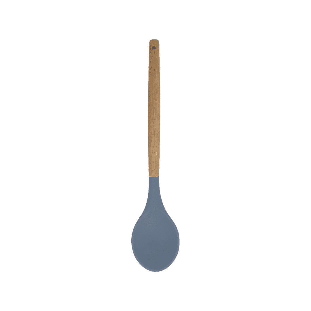 Cook Style - Silicone Kitchen Food Spoon With Wooden Handle - Grey - 35x8cm - 520008235