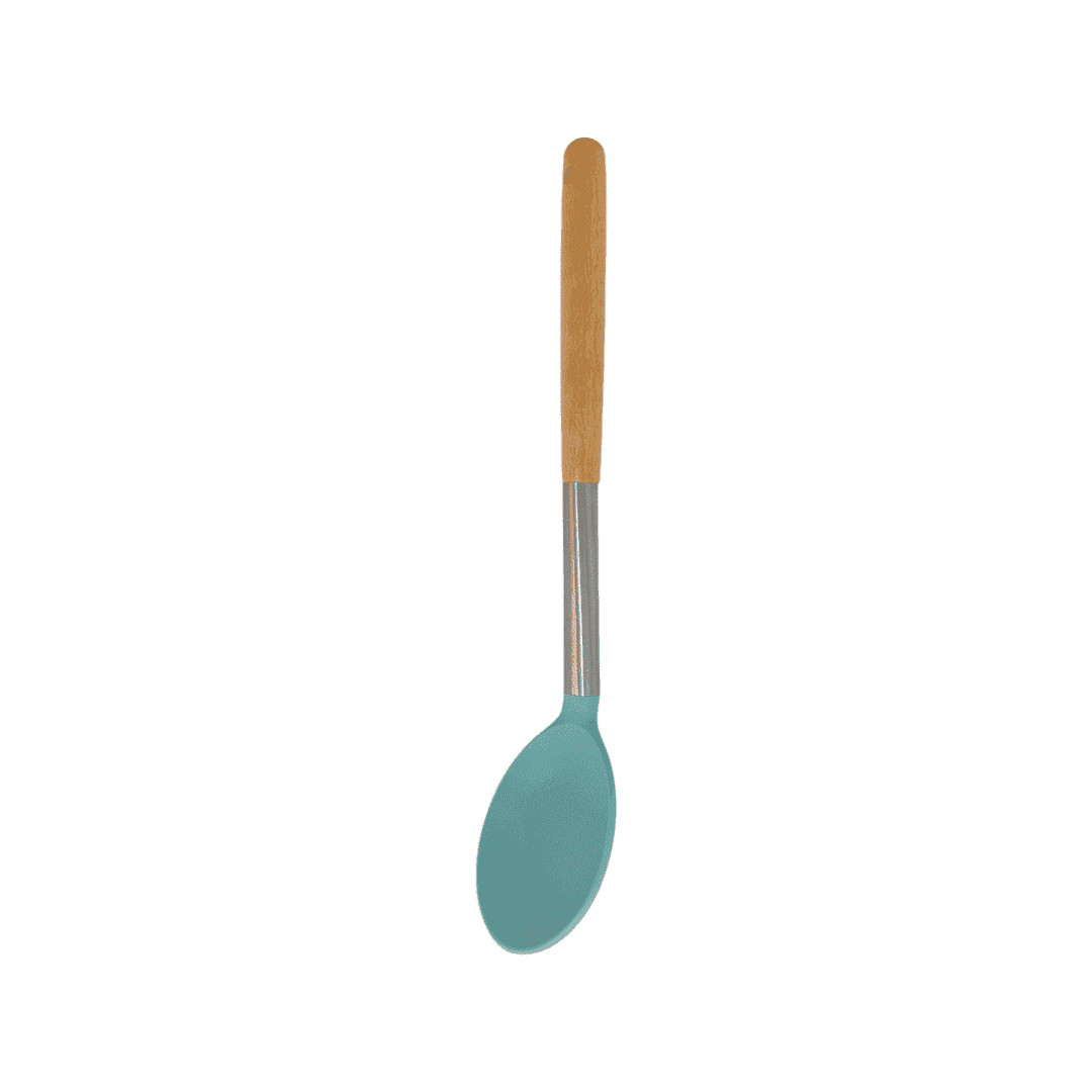 Cook Style - Silicone Kitchen Food Spoon With Wooden Handle - Mint Green - 35x8cm - 520008220