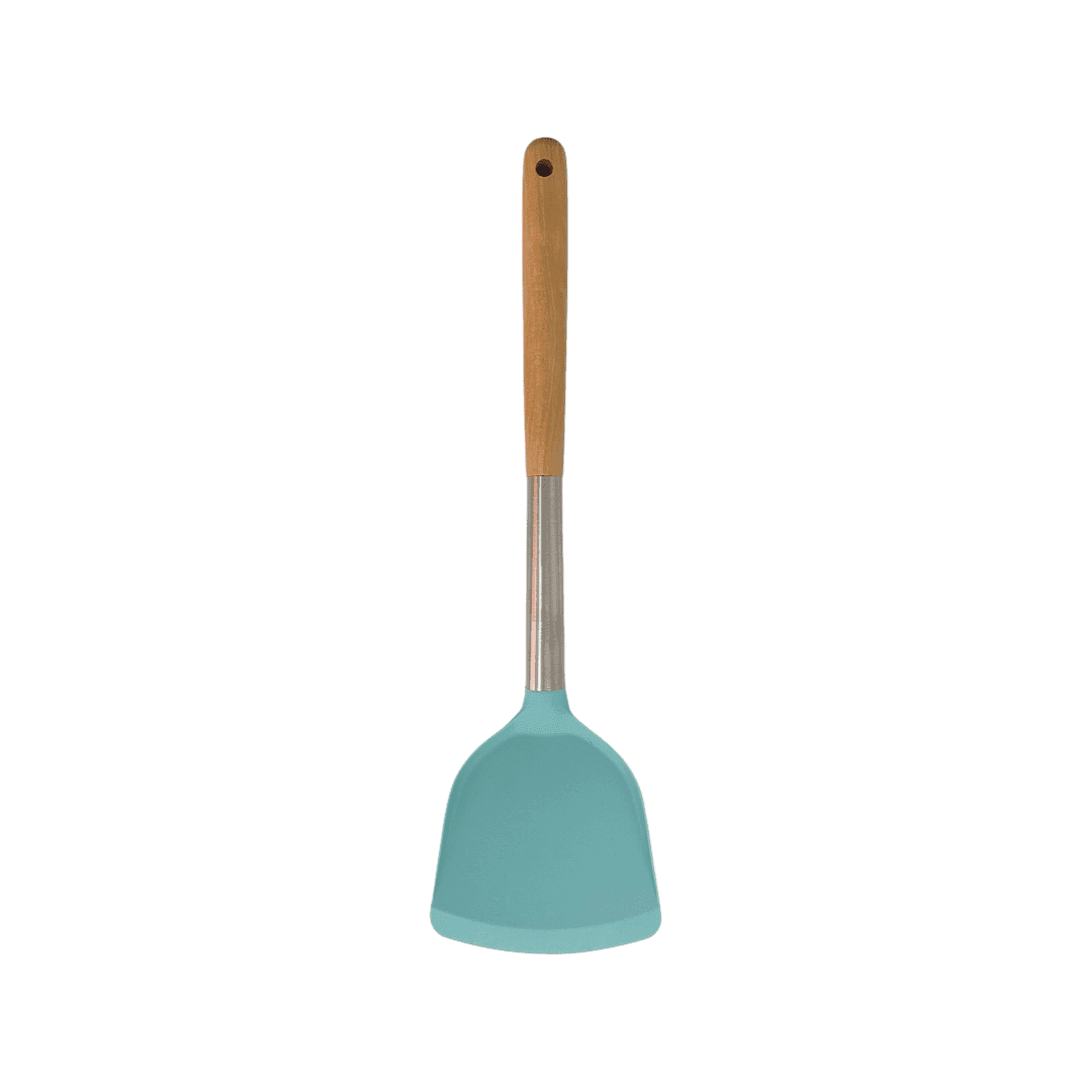 Cook Style - Silicone Serving Skimmer With Wooden Handle - Mint Green - 35x8cm - 520008212