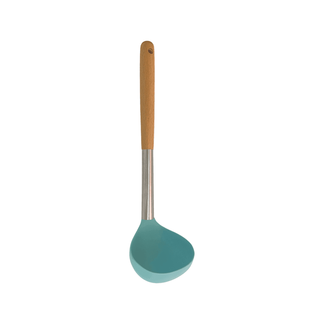 Cook Style - Silicone Soup Ladle With Wooden Handle - Mint Green - 35x8cm - 520008216