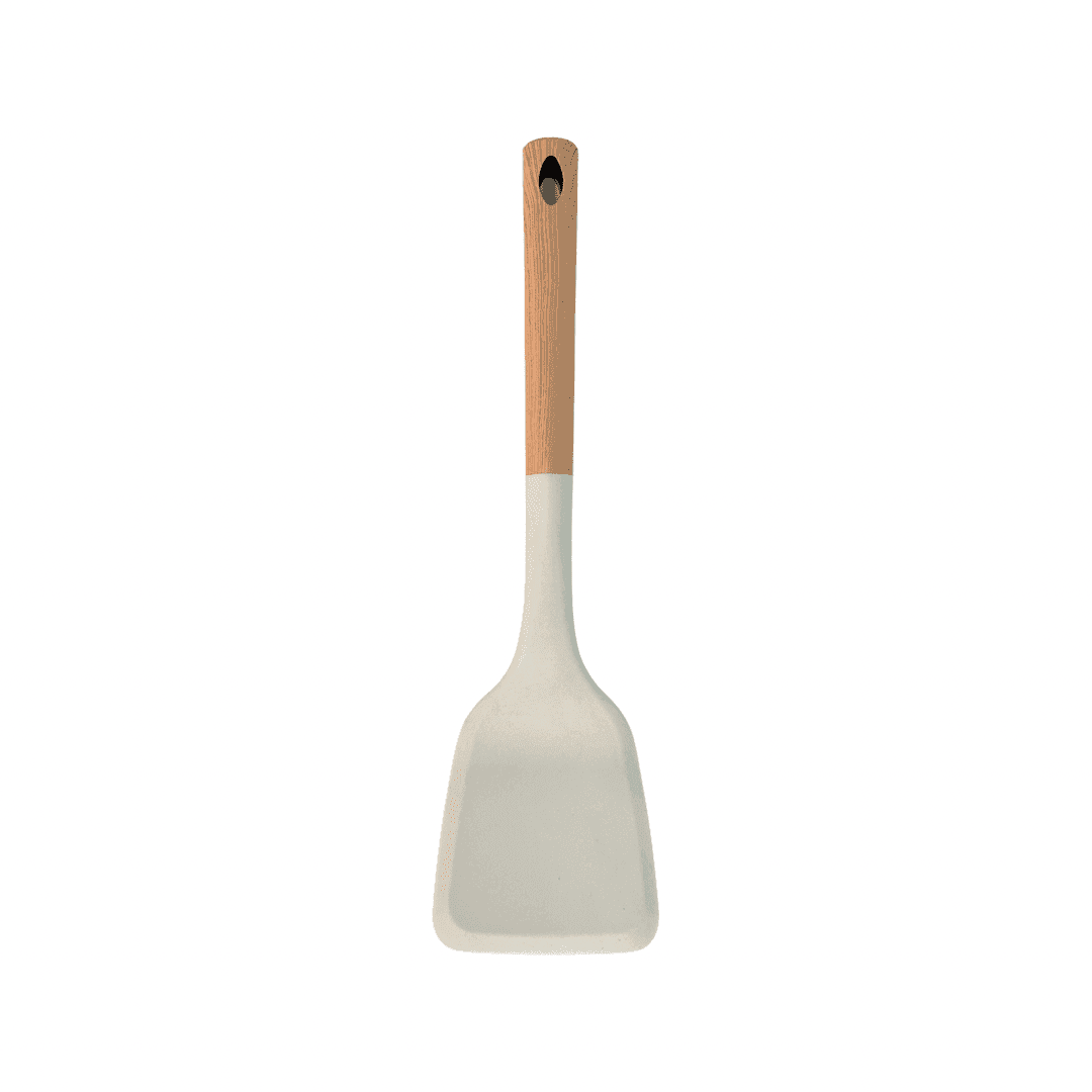 Tessie & Jessie - Silicone Serving Skimmer With Wooden Handle - White - 35x8cm - 520008021