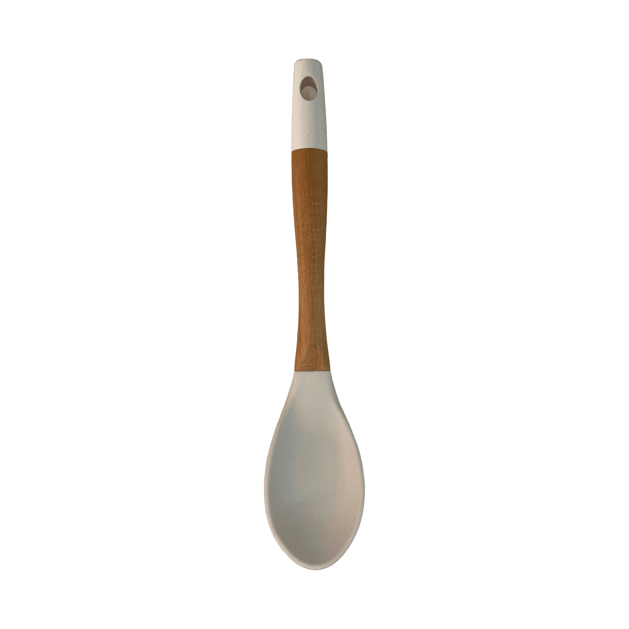 Tessie & Jessie - Silicone Serving Spoon With Wooden Handle - White - 35x8cm - 520008087