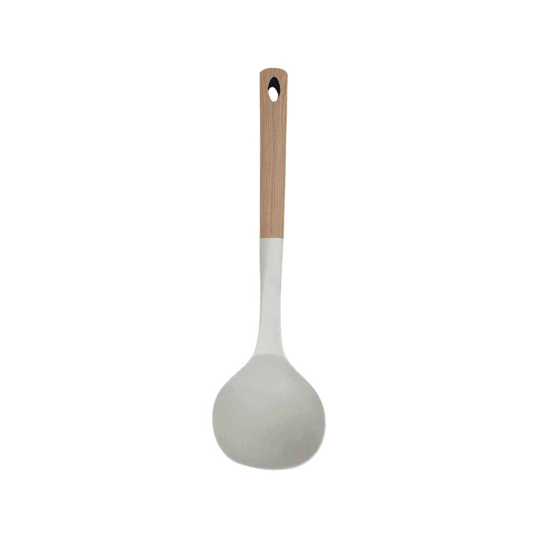 Tessie & Jessie - Silicone Soup Ladle With Wooden Handle - White - 35x8cm - 520008031