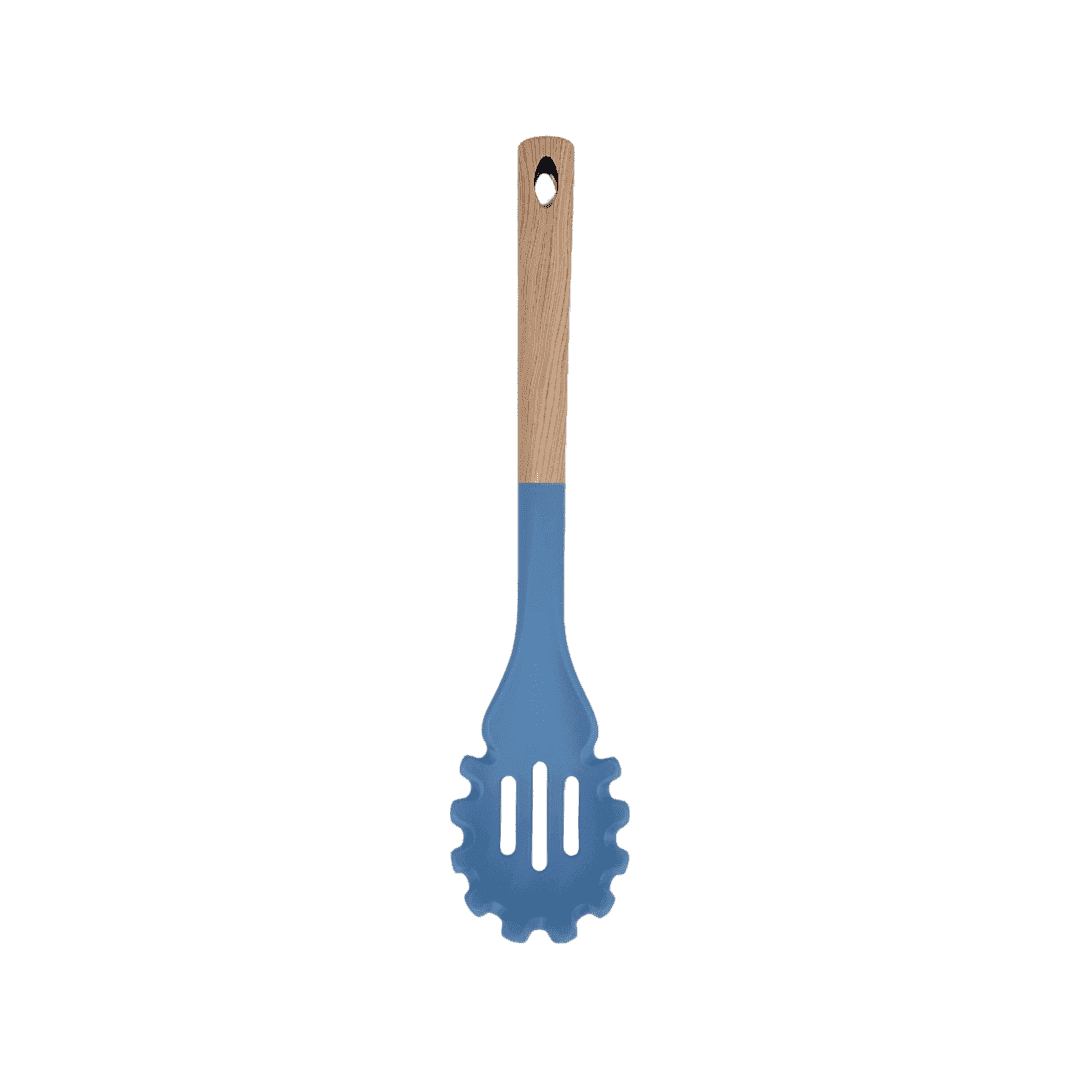 Tessie & Jessie - Silicone Spaghetti Spoon With Wooden Handle - Blue - 35x8cm - 520008030