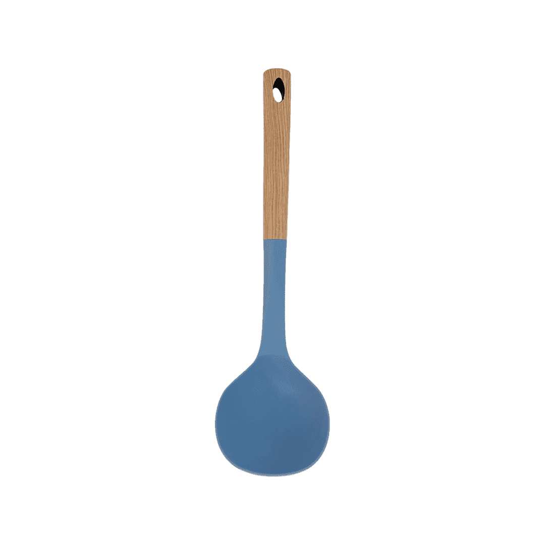 Tessie & Jessie - Silicone Spoon Ladle With Wooden Handle - Blue - 35x8cm - 520008032