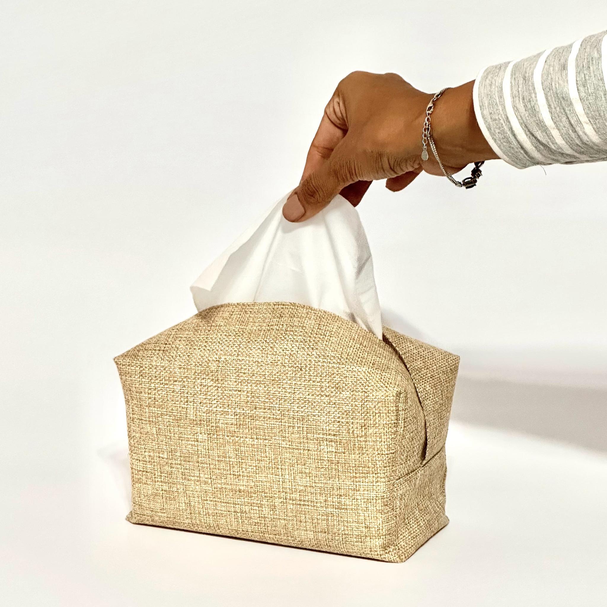 Jute tissue box cover