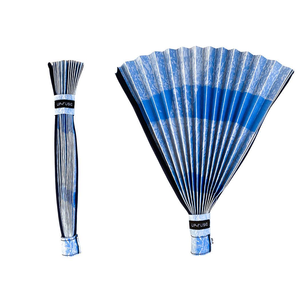 Hand Folding Fan - Blue Ice